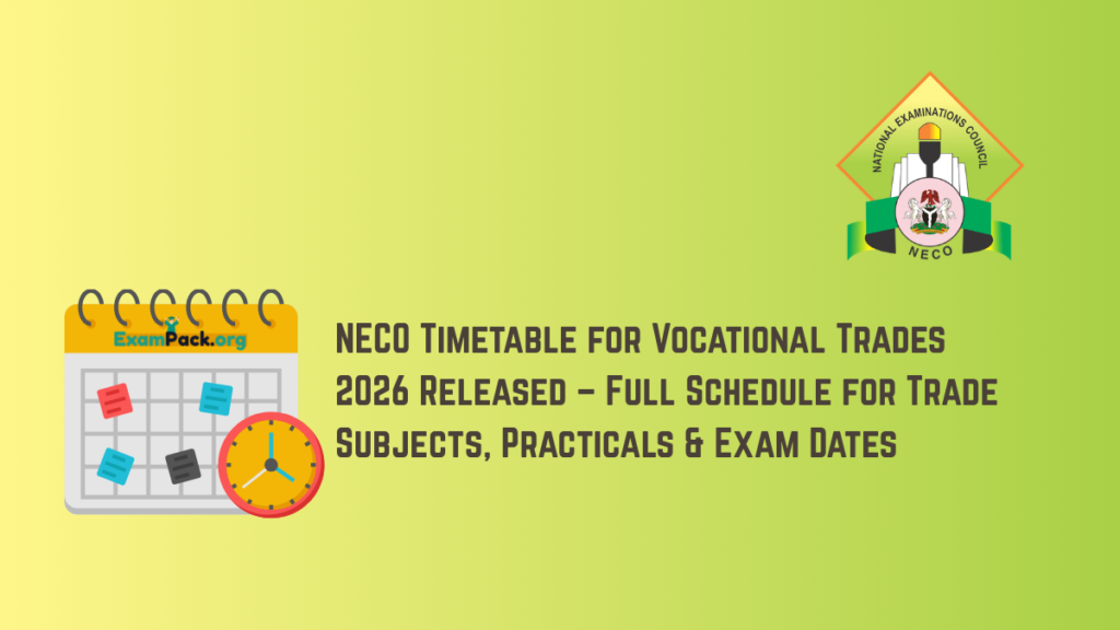NECO Timetable for Vocational Trades 2026 Released – Full Schedule for Trade Subjects Practicals Exam Dates
